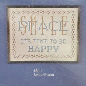 Vintage Wonder Art LINEN Sampler Smile Peace 1811 NOS
